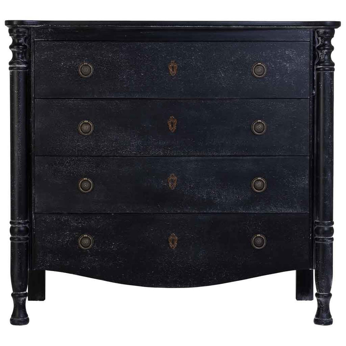 KOMMODE LACKIERTE mit 4 Schubladen 100x40x90 cm - Schwarz, Holz (100/90/40cm) - Wanderlust