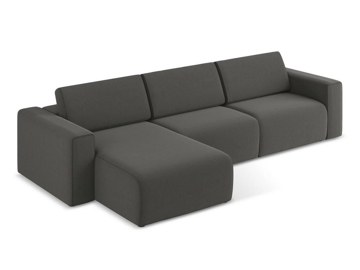 ECKSOFA Links Samt Stoff Grau - Dunkelgrau/Schwarz, Kunststoff/Textil (167/314cm) - Makamii