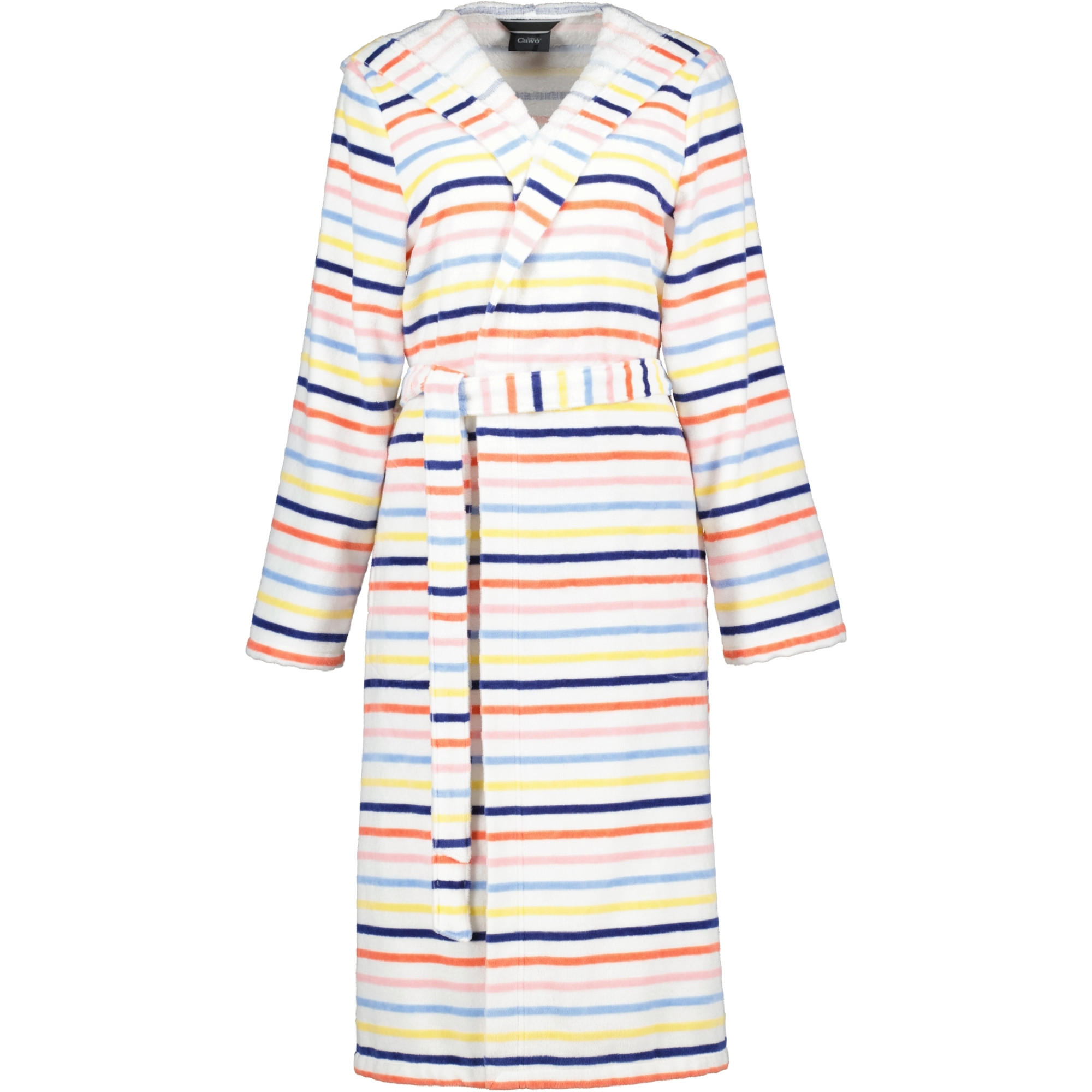 BADEMANTEL DAMEN KAPUZE STREIFEN 3344 WEISS-MULTICOLOR - 62 - Multicolor, Textil (XLnull) - Cawoe