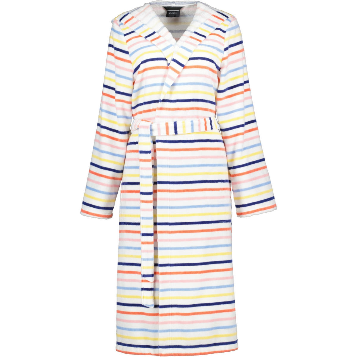 BADEMANTEL DAMEN KAPUZE STREIFEN 3344 WEISS-MULTICOLOR - 62 - Multicolor, Textil (Lnull) - Cawoe