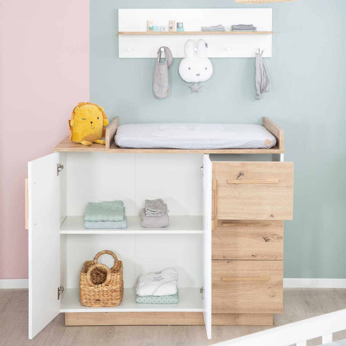 BABYZIMMER-SET Lion, 2-teilig - Multicolor/Eiche Artisan, Holz/Holzwerkstoff (76/82/144cm) - Roba