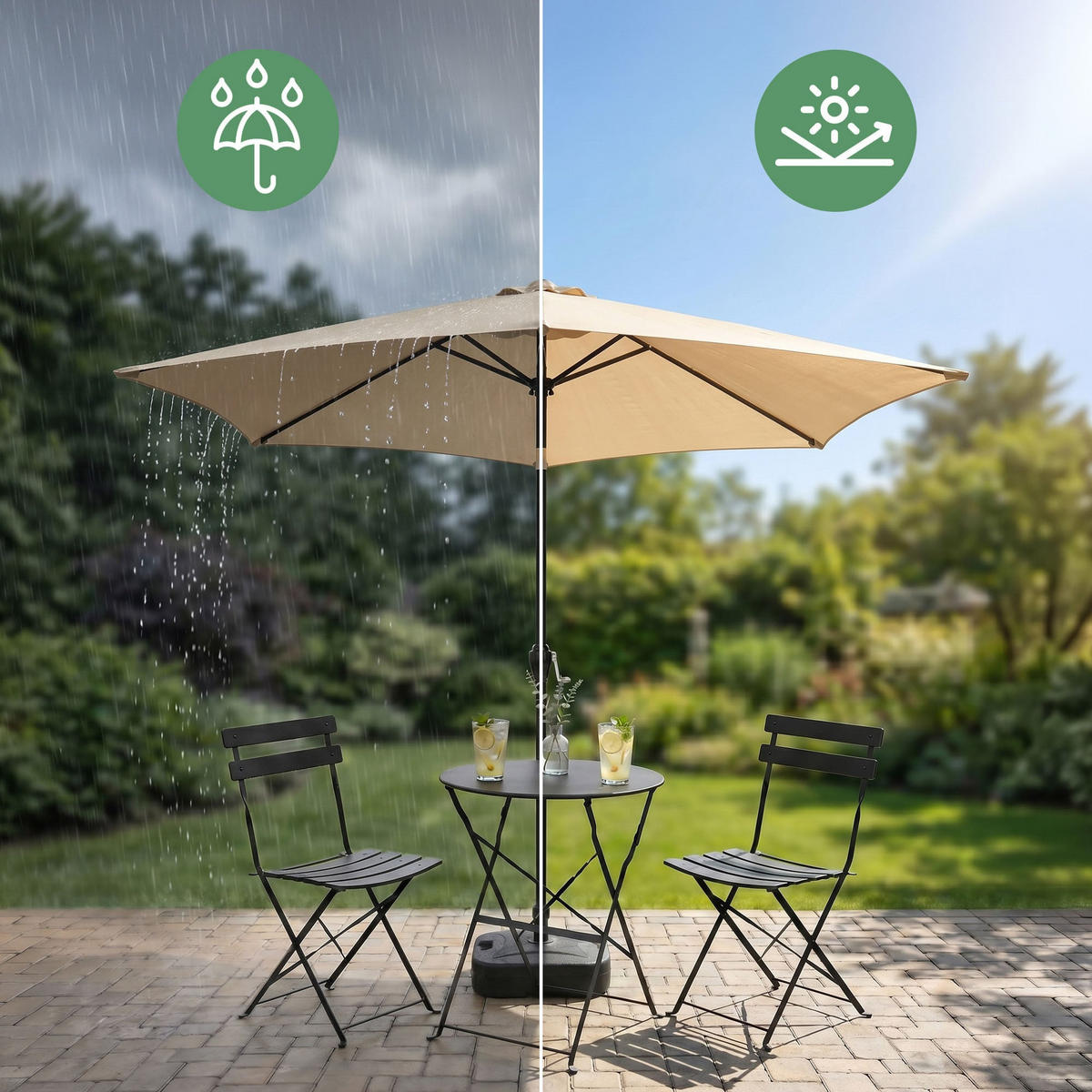 SONNENSCHRIM Beige 235/270 cm - Beige/Schwarz, Metall (270/270cm) - Akord