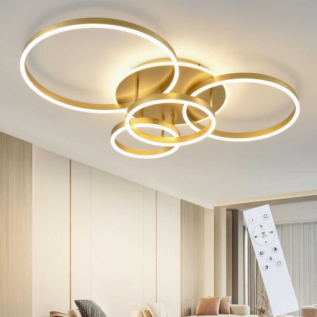 LED-DECKENLEUCHTE Peldar 65.0/98.0/12.0 cm - Goldfarben, Metall (98/65/12cm) - ZMH