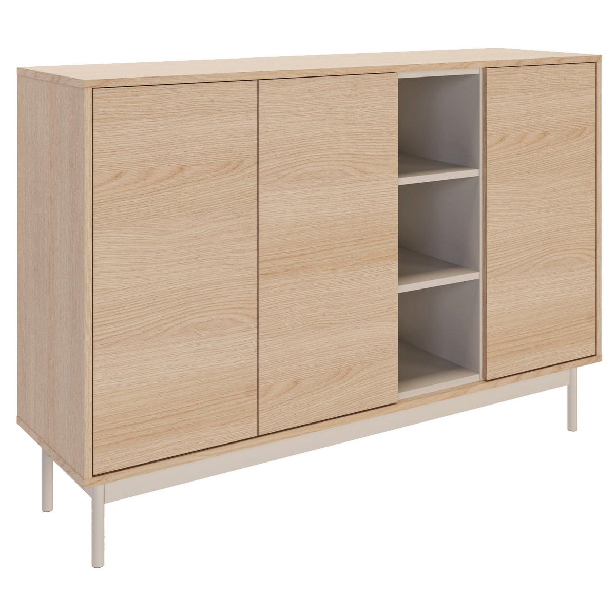 SIDEBOARD Layen Eichenholzoptik Kaschmirgrau 138 cm - Taupe/Beige, Holzwerkstoff/Metall (138/95/39cm) - Selsey
