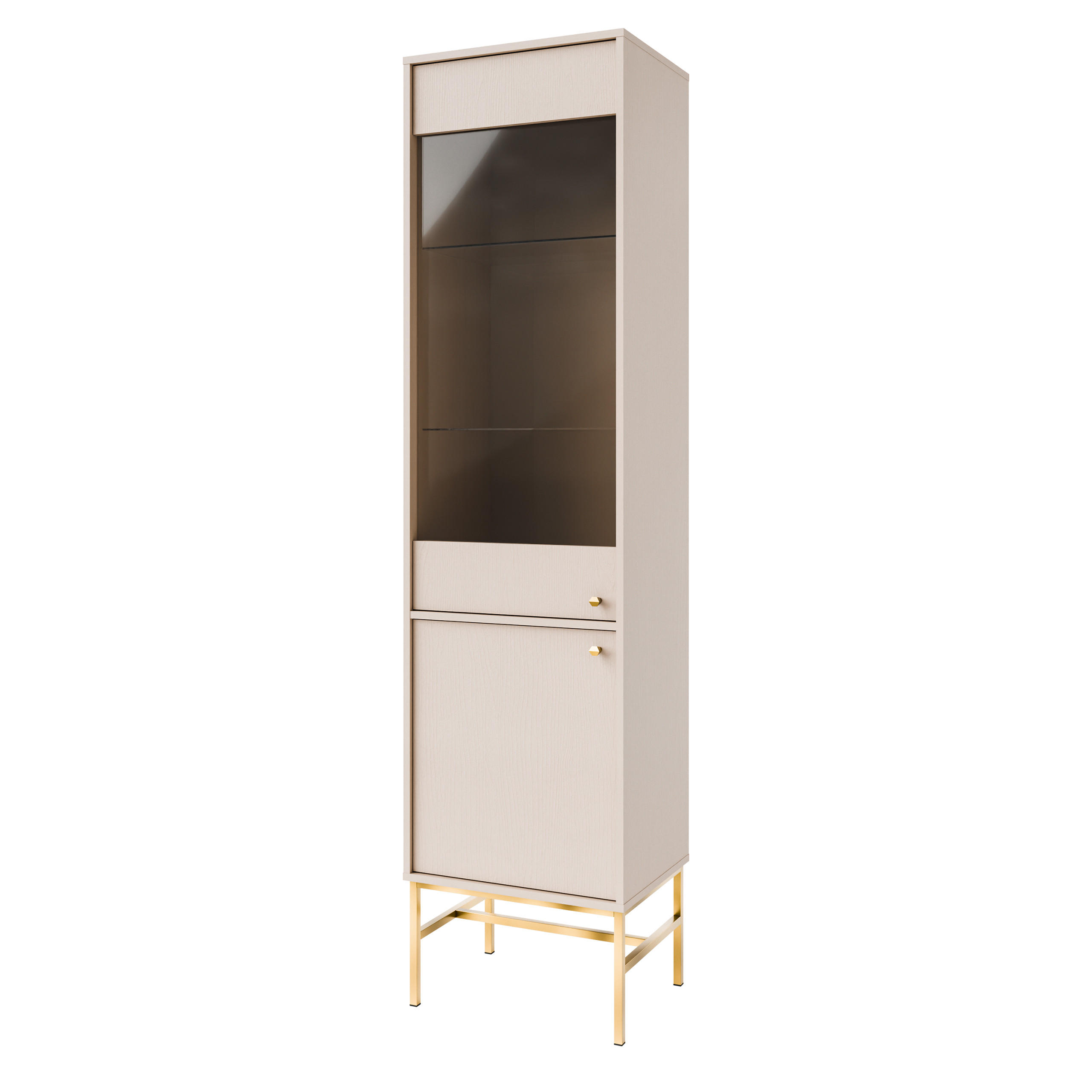VITRINE in Beige - Beige, Holzwerkstoff (51.8/207.5/40.8cm) - MASSENO