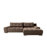 ECKSOFA WAVE Mit Schlaffunktion, Stoff SORO, Braun Rechts - Braun, Holz (281/105cm) - Kaiser Möbel