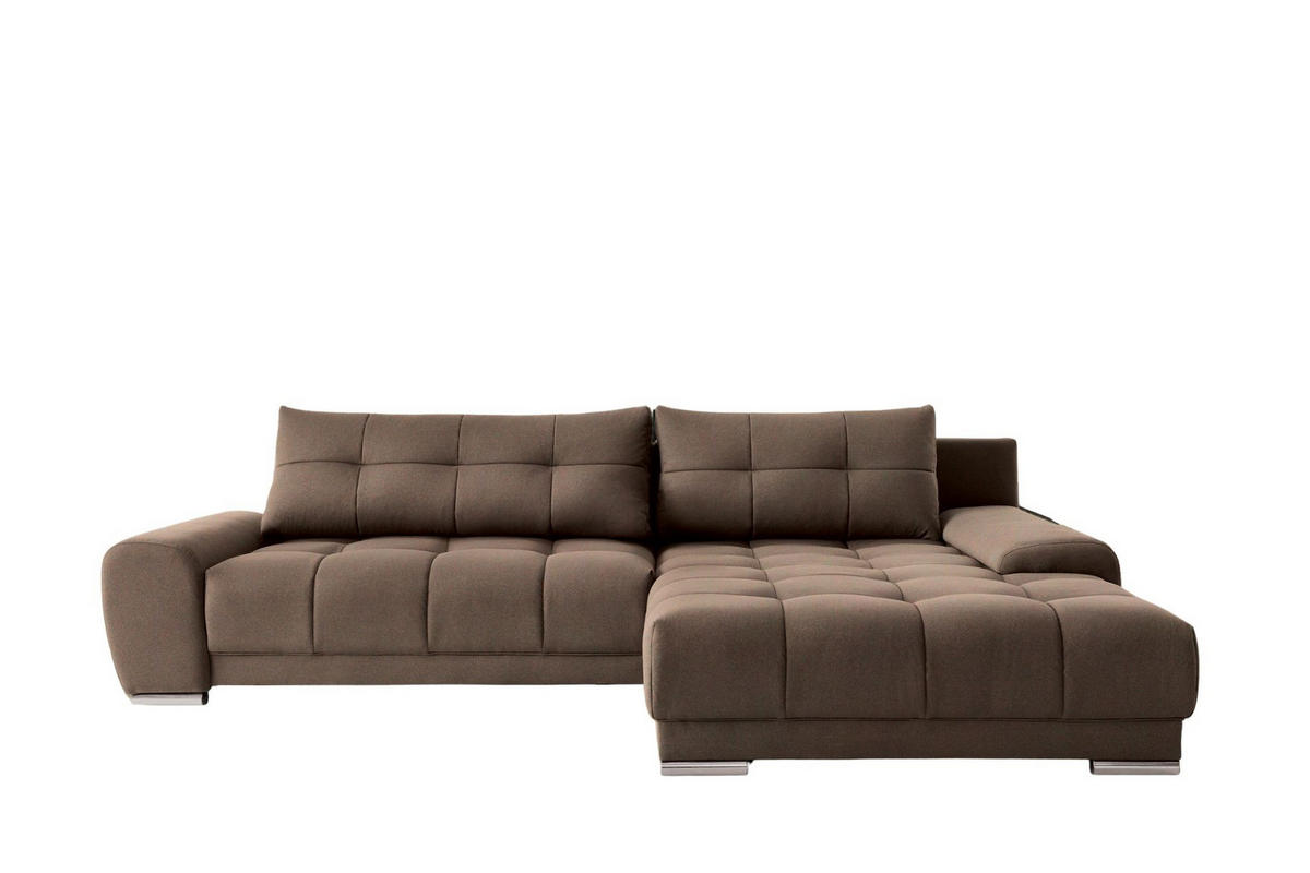 ECKSOFA WAVE Mit Schlaffunktion, Stoff SORO, Braun Rechts - Braun, Holz (281/105cm) - Kaiser Möbel