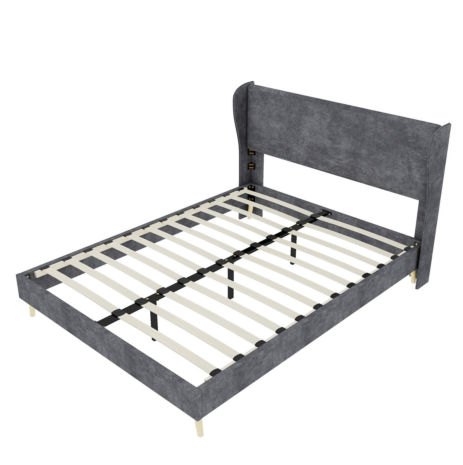 POLSTERBETT 160/200 cm mit gepolstertem Kopfteil und Matratze, Grau - Grau, Textil (160/200cm) - Redom