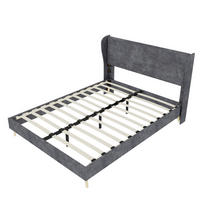 POLSTERBETT 160/200 cm mit gepolstertem Kopfteil und Matratze, Grau - Grau, Textil (160/200cm) - Redom