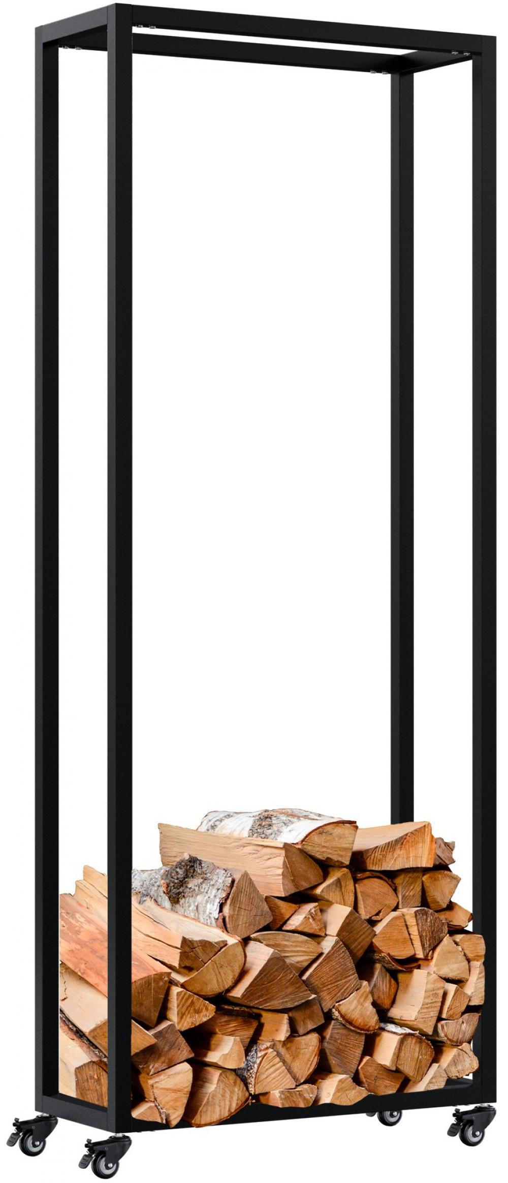 KAMINHOLZREGAL 60/25/150 cm Metall Schwarz - Schwarz, Metall (60/150/25cm) - CLP