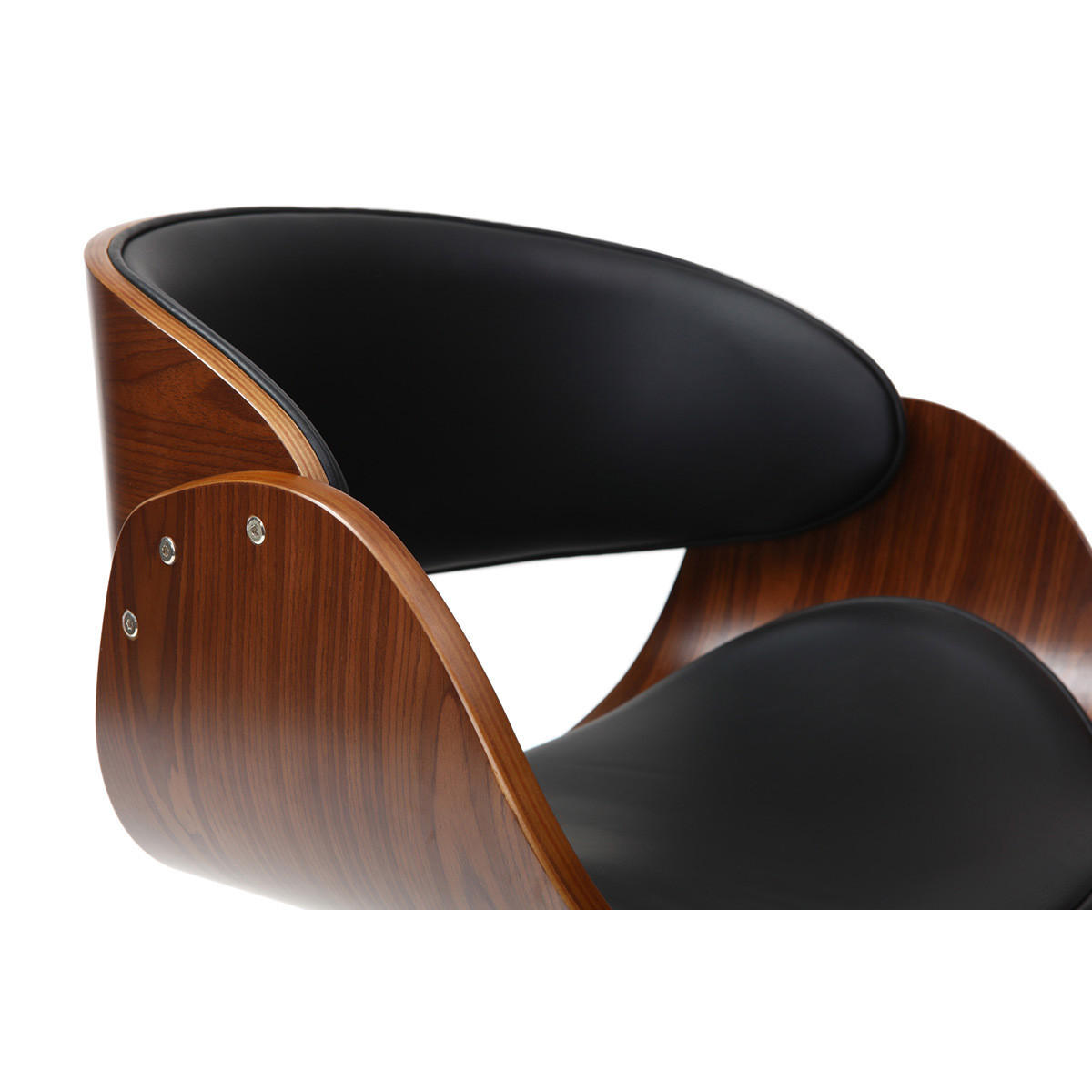 STUHL Rollen Schwarz Nussbaum BENT - Walnussfarben, Holz (58/88/52cm) - Miliboo