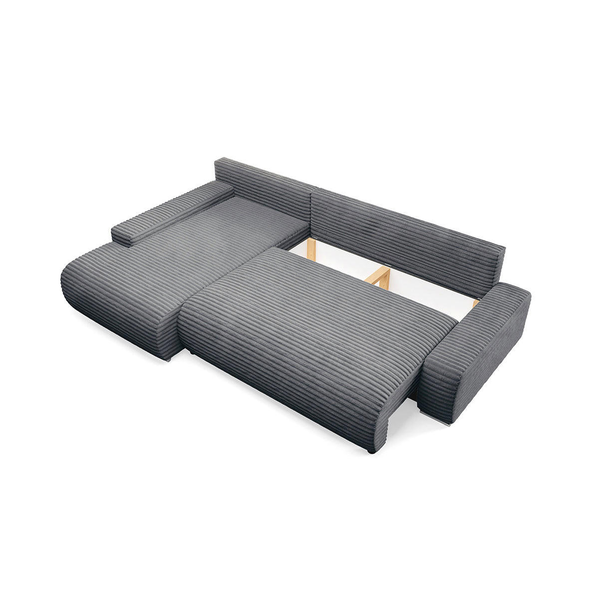 ECKSOFA Ivana 3 Sitzplätze Dunkelgrau - Grau, Holz (265/172cm) - Petits-meubles
