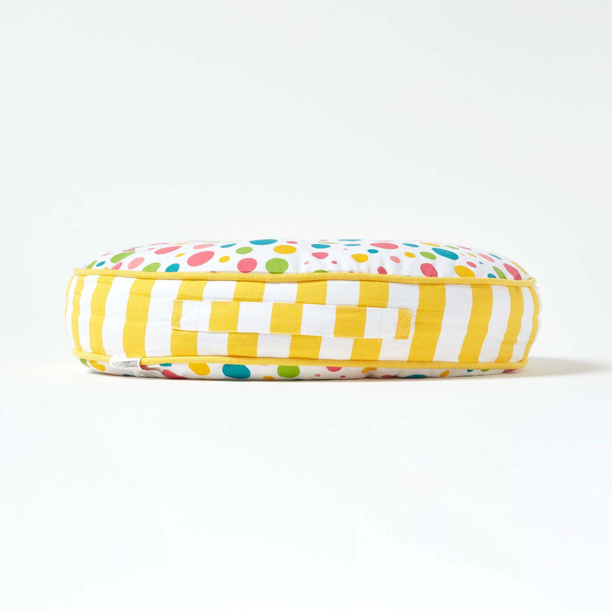 BODENKISSEN rund, bunte Punkte & gelbe Streifen, Ø 43/7 cm - Multicolor, Textil (43/43/7cm) - Homescapes