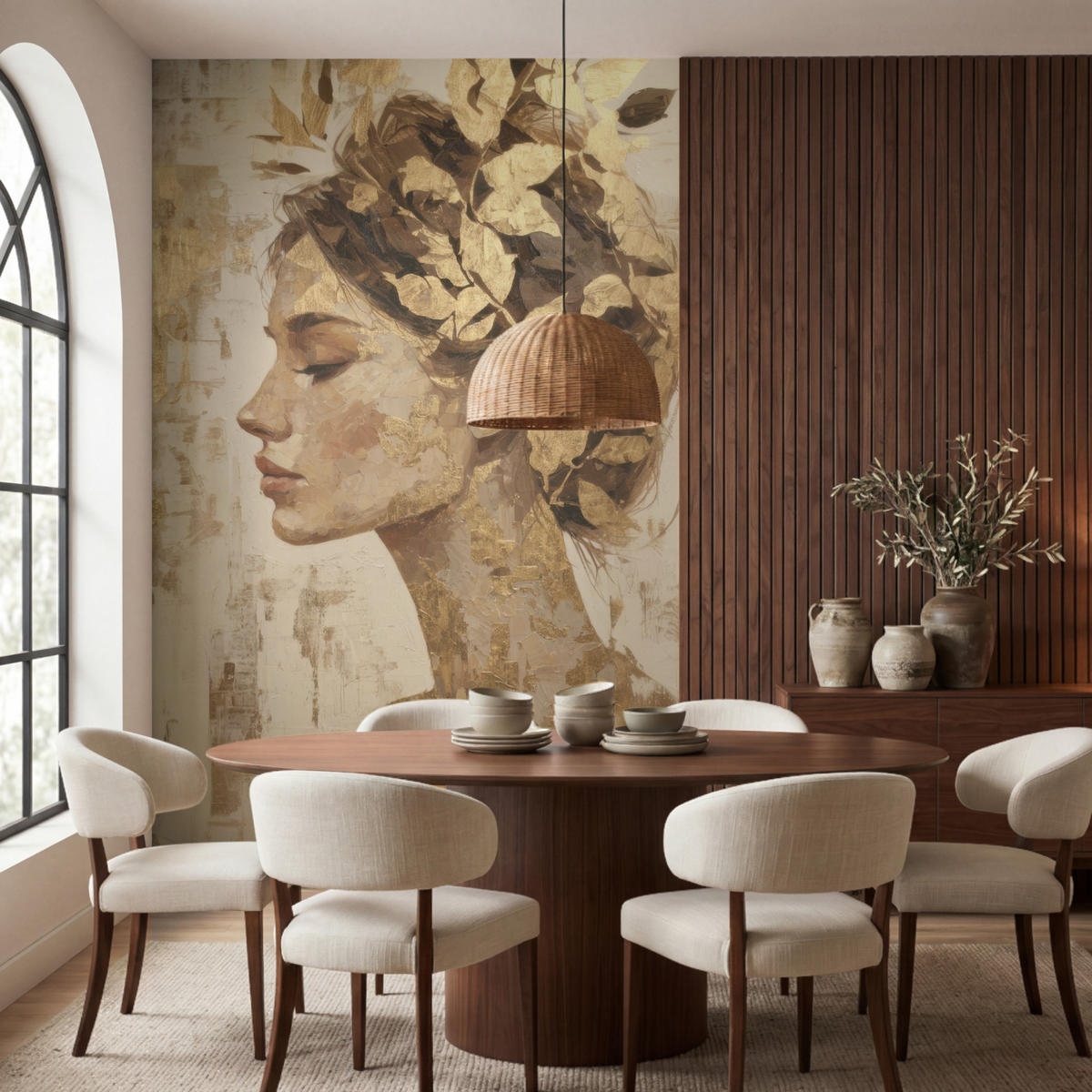 TAPETE - Frau - Gold - Abstrakt - Textur - 180x260 cm - Goldfarben, Papier (180/260cm) - OnlyWow