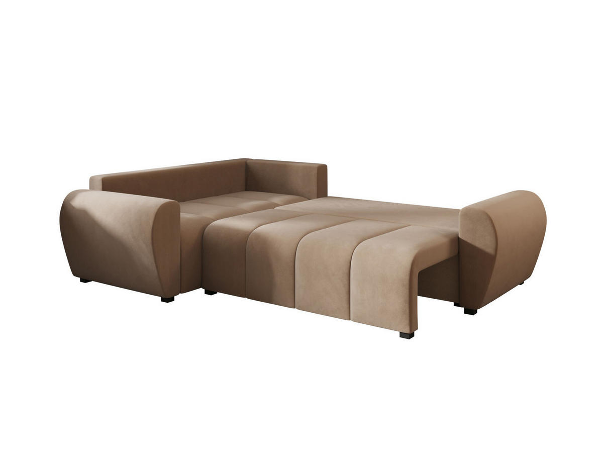 ECKSOFA MOLISA L PLUS Itaka 48 Rechts mit Schlaffunktion - Braun, Textil (235/175cm) - Bedante