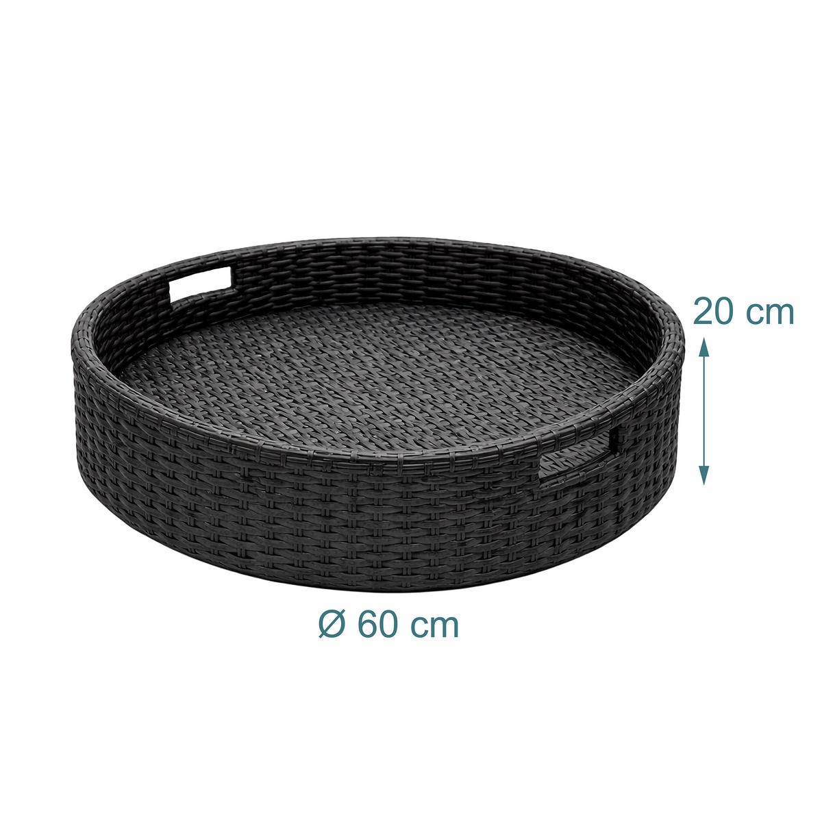 SERVERINGSBRICKA Svart flytande PE rotting 60 cm - Svart, Textil/Metall (60/20/60cm) - Relaxdays
