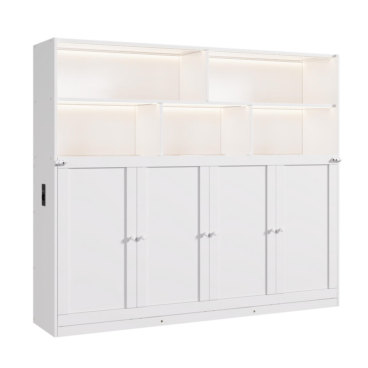 SCHRANKBETT 90/200 cm DE-32829 umwandelbar mit LED und USB Weiß - Weiß, Holzwerkstoff (90/200cm) - ComfortXL