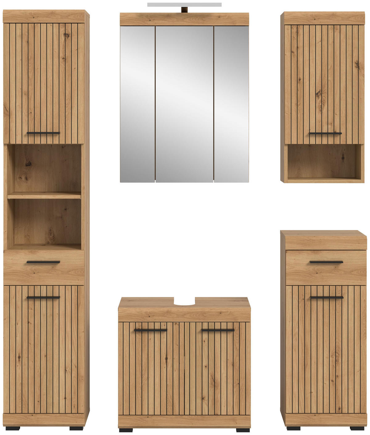 BAD-SET SCOUT 6-tlg. (B/H/T: ca. 164/191/34 cm) in Artisan Eiche Nachbildung/Artisan Eiche Nachbildung - Eiche Artisan, Holz (164/191/34cm) - Homes & Jones