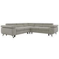 ECKSOFA QUADRO L - Hellgrau Stukture - Rechts Seite - Hellgrau/Schwarz, Textil/Metall (269/269cm) - MKS