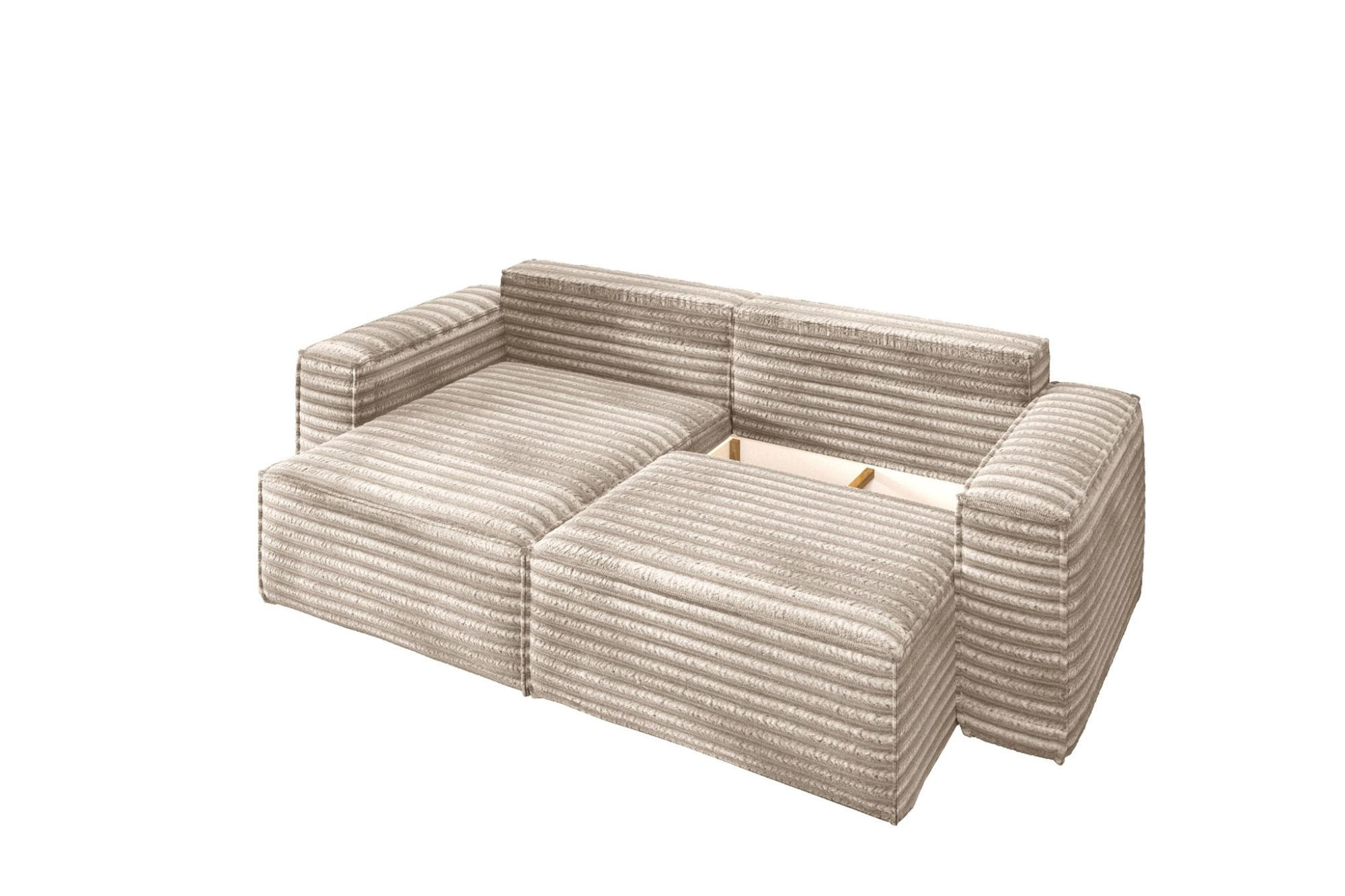 Thumbnail - Fun Möbel Ecksofa, Beige, Textil, Ottomane rechts, 248x140 cm, Wohnzimmer, Sofas & Couches, Wohnlandschaften, Ecksofas