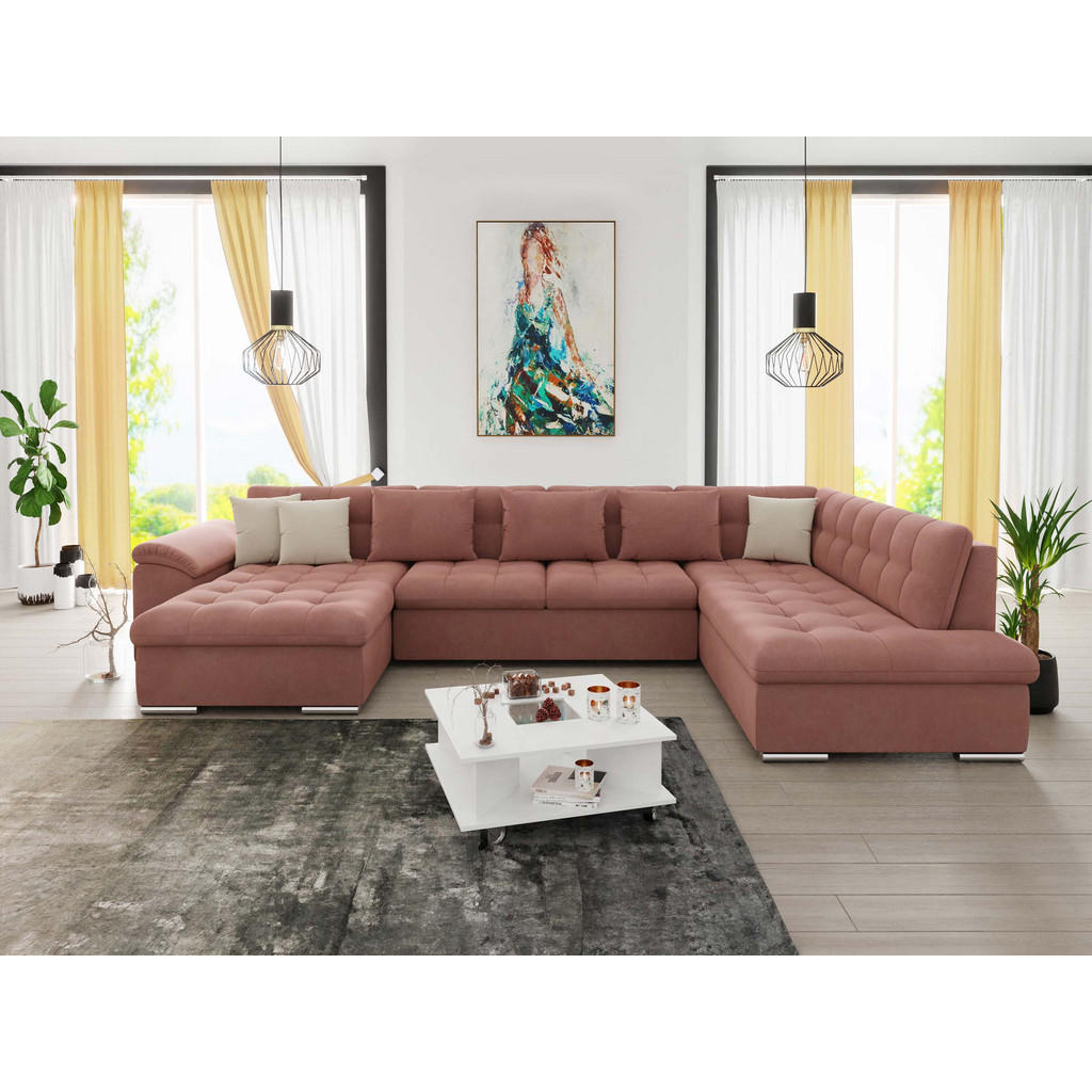Thumbnail - Mirjan24 Wohnlandschaft, Rosa, Textil, 7-Sitzer, U-Form,Rechteckig, 348x76x205 cm, Wohnzimmer, Sofas & Couches, Wohnland...