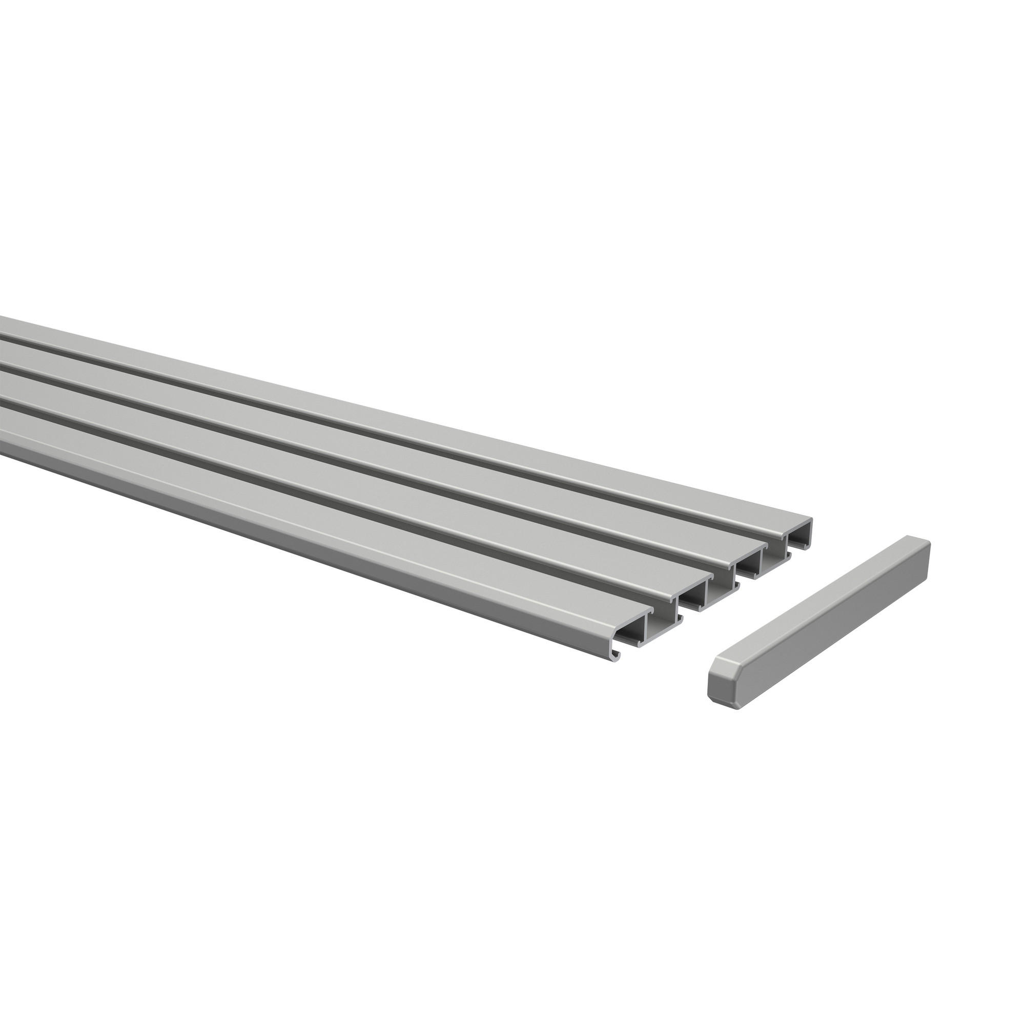 GARDINENSCHIENE Slimline 100 cm, 3-/4-läufig Silbergrau - Silberfarben/Alufarben, Metall (8.6/1.1/100cm) - INTERDECO