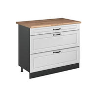 SPODNÍ SKŘÍŇKA KUCHYŇSKÉ LINKY R-Line, Bílý venkovský dům/Antracit, 100 cm pracovná doska Dub Goldkraft - bílá/antracitová, kompozitní dřevo (100/81.6/60cm) - Vicco