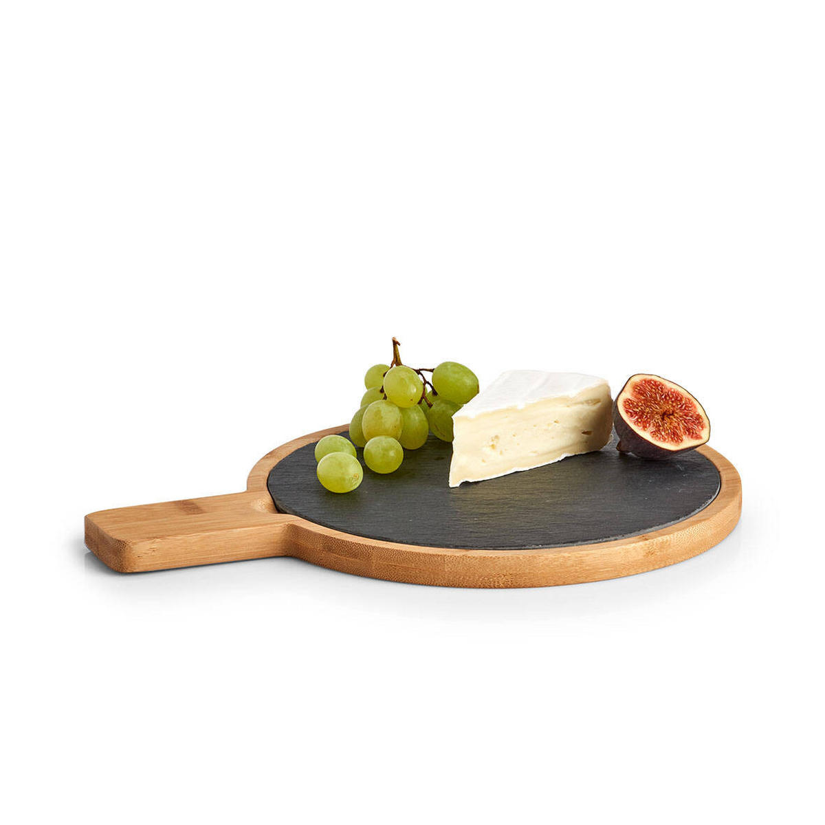SERVIERBRETT Bambusgriff Ø 22 cm - Anthrazit, Stein (22/1.5/29.5cm) - ZELLER