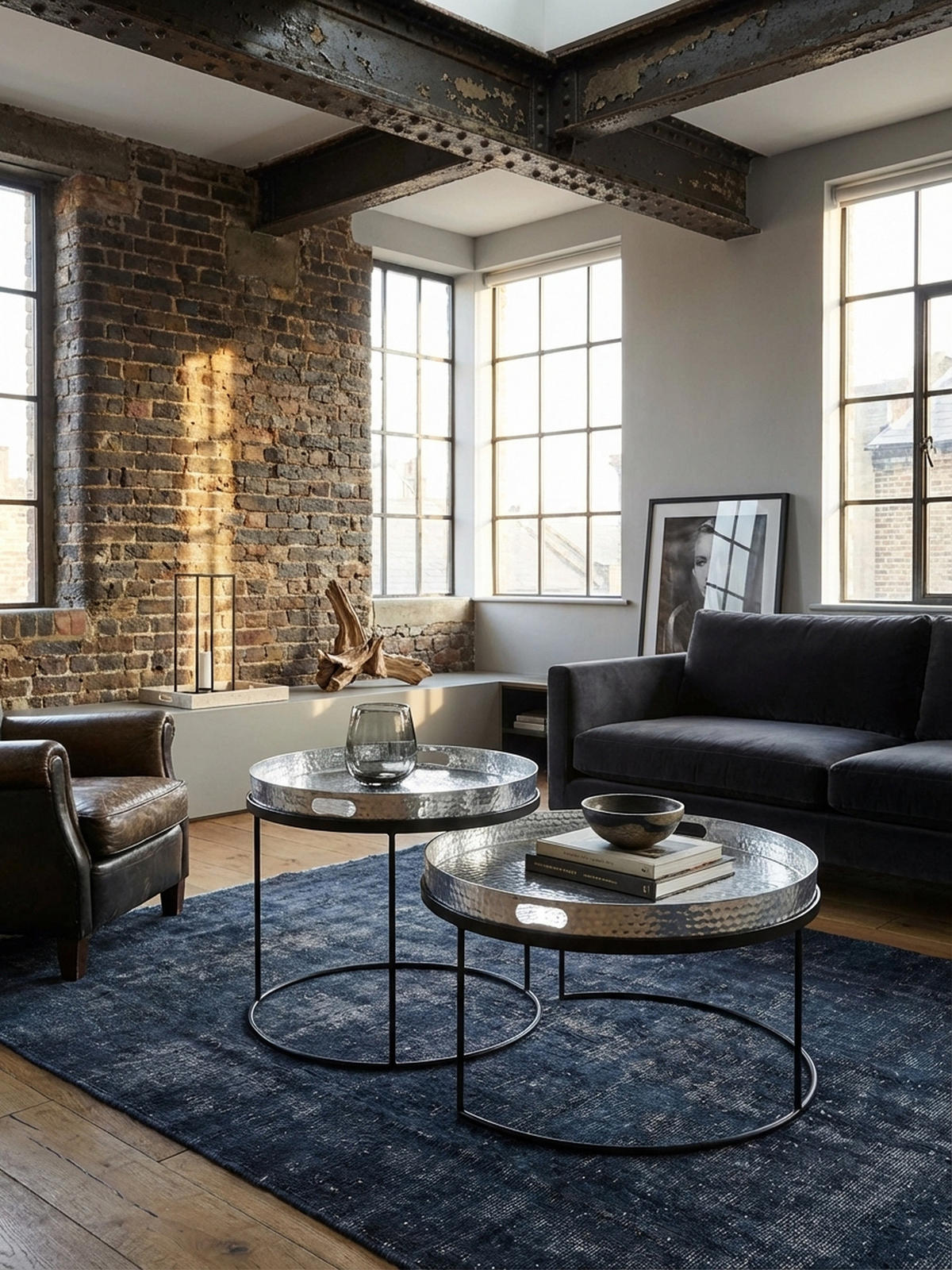 COUCHTISCH 2er Set Aluminium Hammerschlag Handgefertigt, Silber 56x56x33 cm - Silberfarben/Schwarz, Metall (56/56/33cm) - KADIMA DESIGN