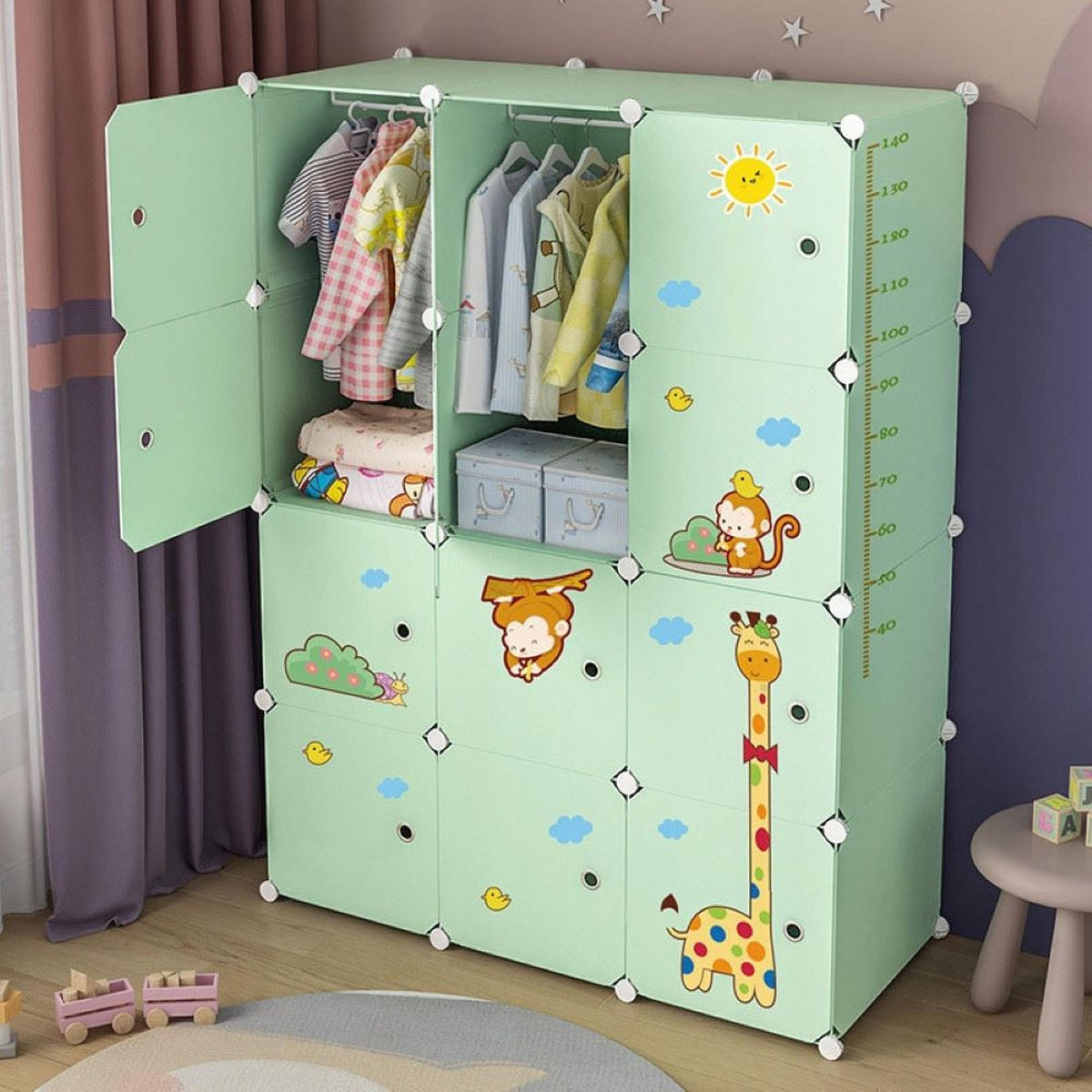 KINDERKLEIDERSCHRANK, grün 111/47/147 cm - Grün, Kunststoff (47/147/111cm) - Rebiko