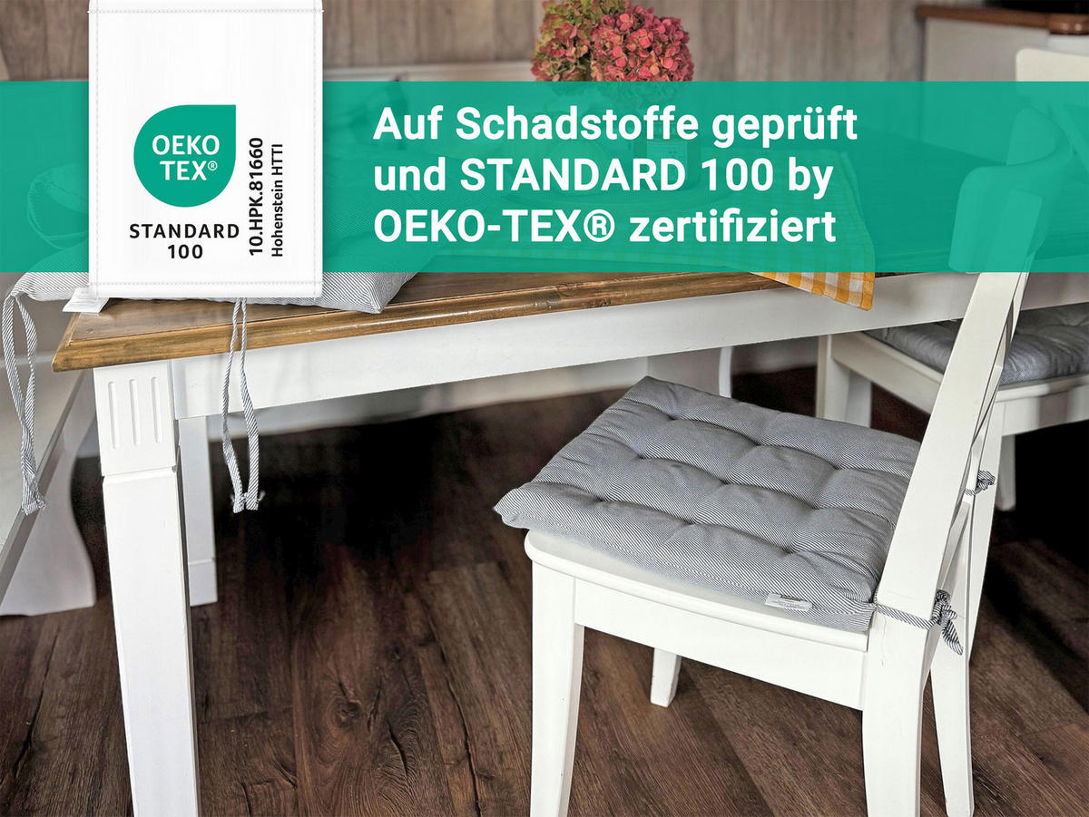 STUHLKISSEN, 4er-Set, 40x40 cm, 100% Polyester, Grau - Grau, Textil (40/40/3cm) - Zollner