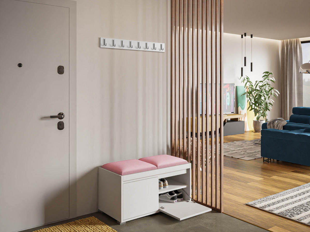 GARDEROBEN-SET Grawis 80 I - Silberfarben/Rosa, Holzwerkstoff/Kunststoff (84.5/45/34cm) - MIRJAN24