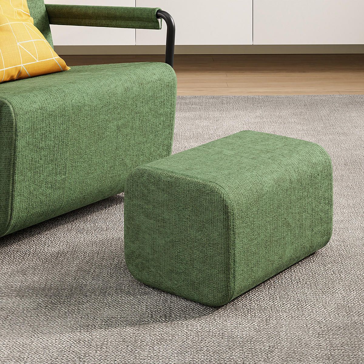 SESSEL mit Hocker und Metallgestell FST99-SY - Ahornfarben, Fell/Textil (59/78/74cm) - SoBuy