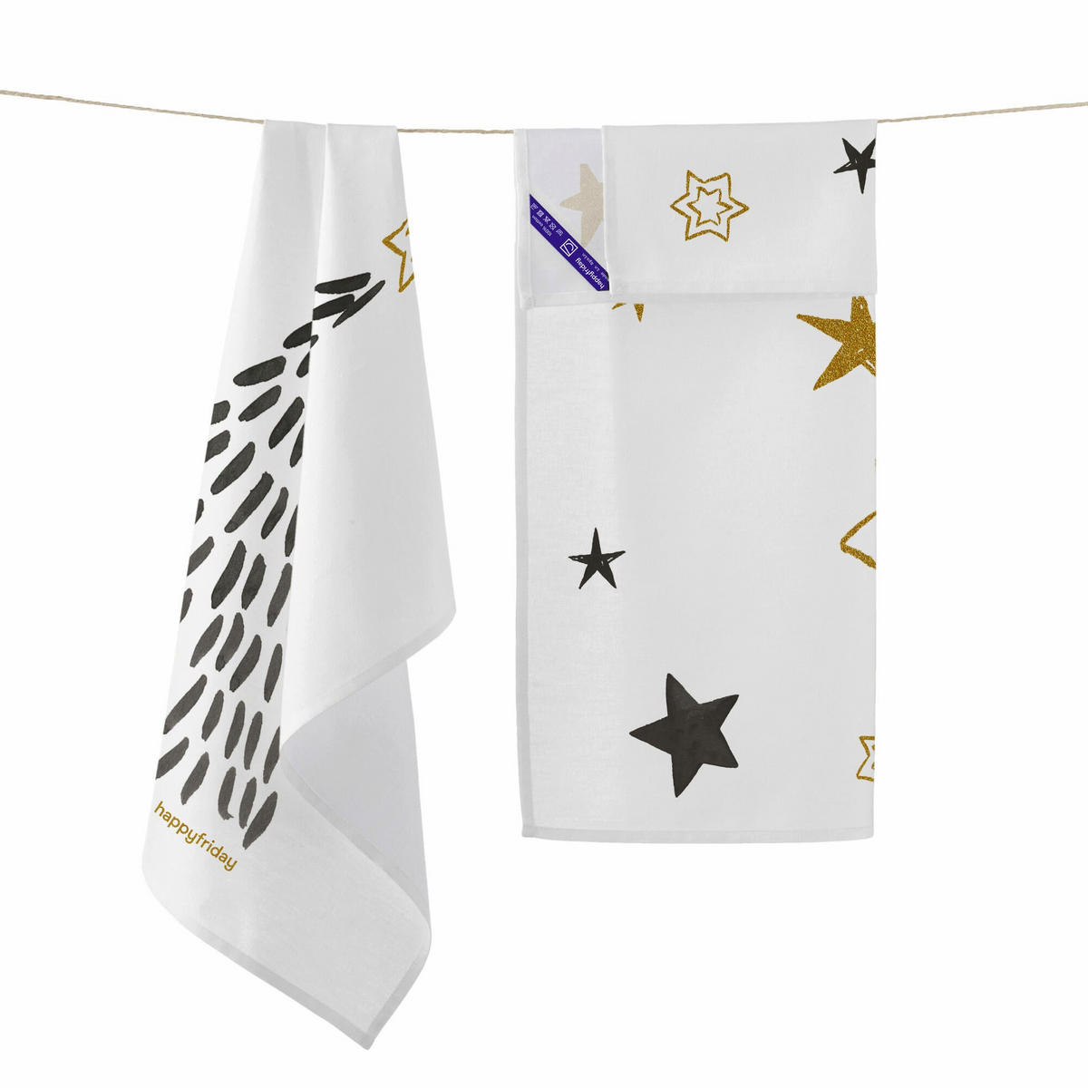 GESCHIRRTUCH (2 tlg) gold xmas 70x50 cm mehrfarbig - Multicolor, Textil (70/50cm) - Happy Friday