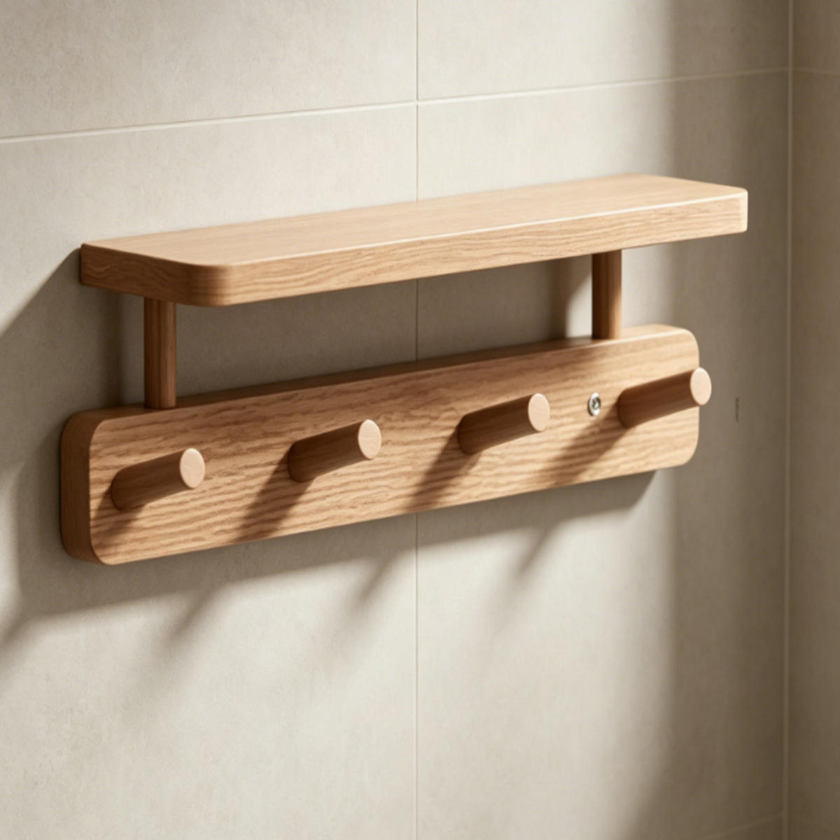 HAKENLEISTE, Holz, Dunkelbraun, Modell mit Ablagefach，33 × 12 × 11 cm - Braun, Holz (12/11/33cm) - Weltevree