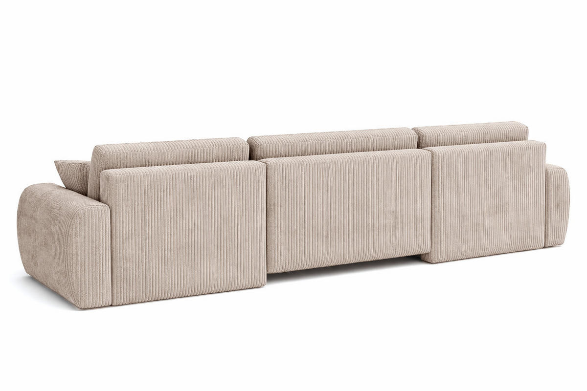ECKSOFA Mit Schlaffunktion Und Bettkasten U-Form Ariel U, Cordstoff Poso, Dunkelbeige - Beige, Holz (342/142cm) - Kaiser Möbel
