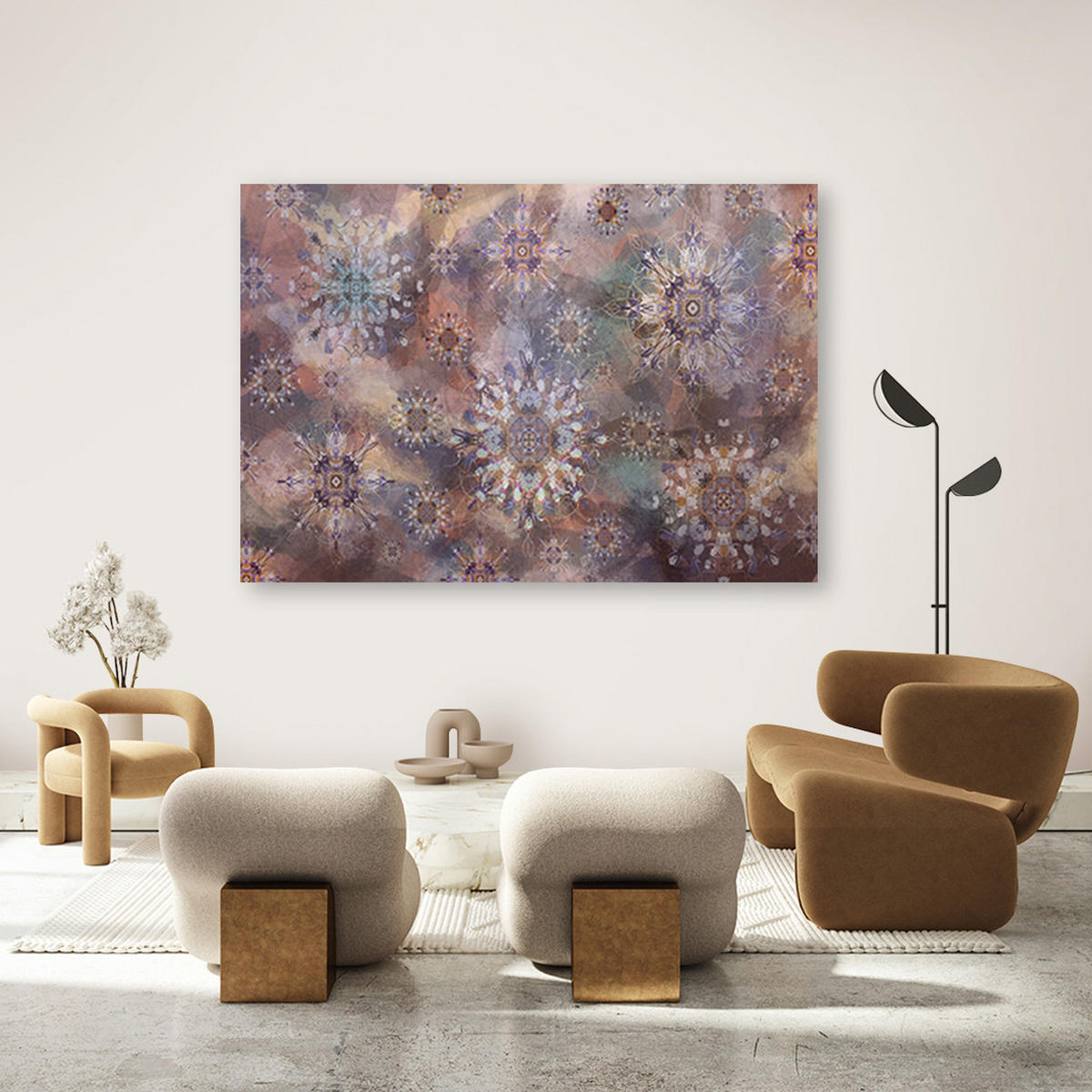 WANDBILD mosaik der sterne - Braun, Textil (60/40cm) - Feeby