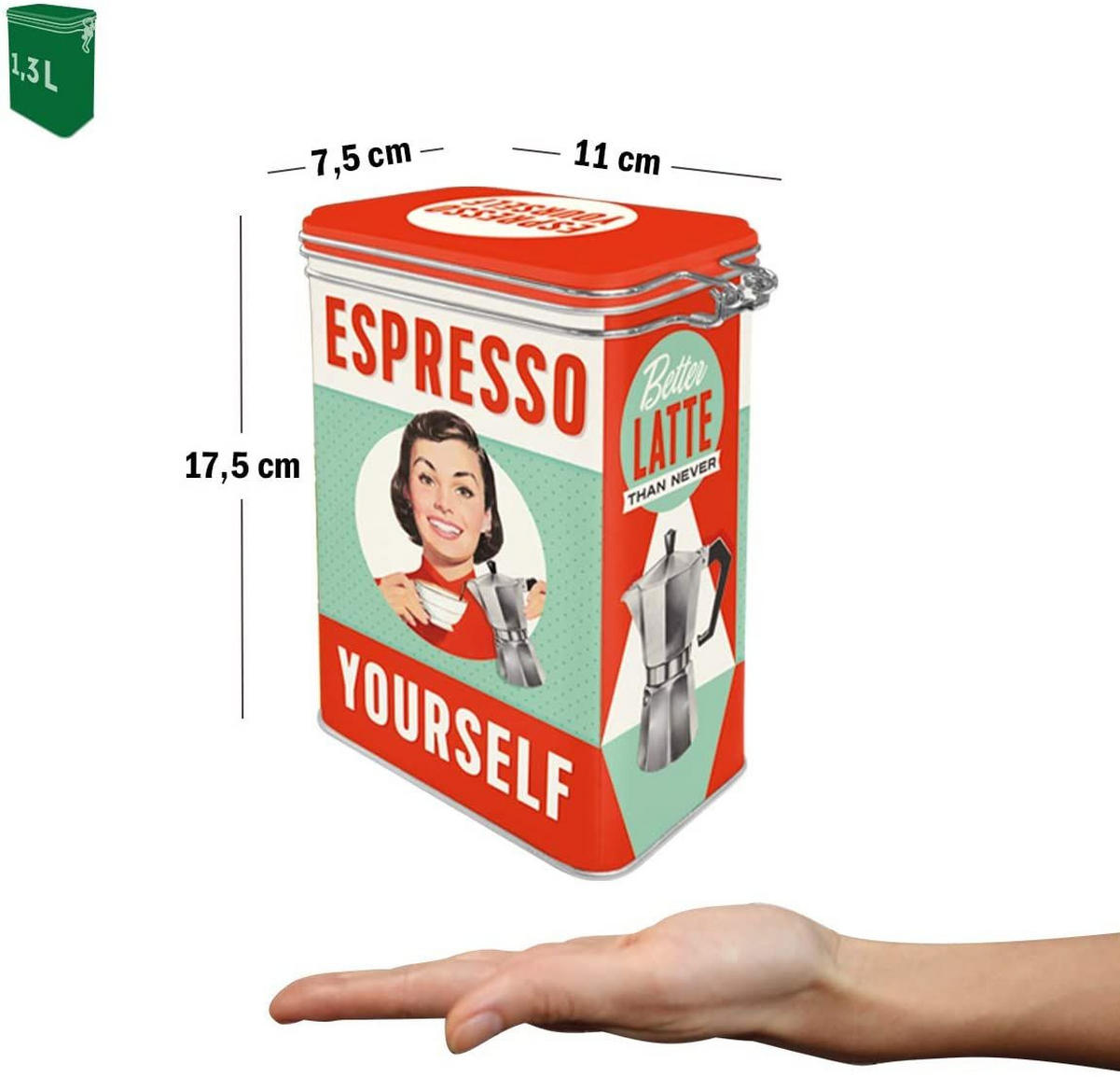 AROMADOSE Say it 50's Espresso Yourself - Multicolor, Metall (11/17.5/7.5cm) - Nostalgic-Art