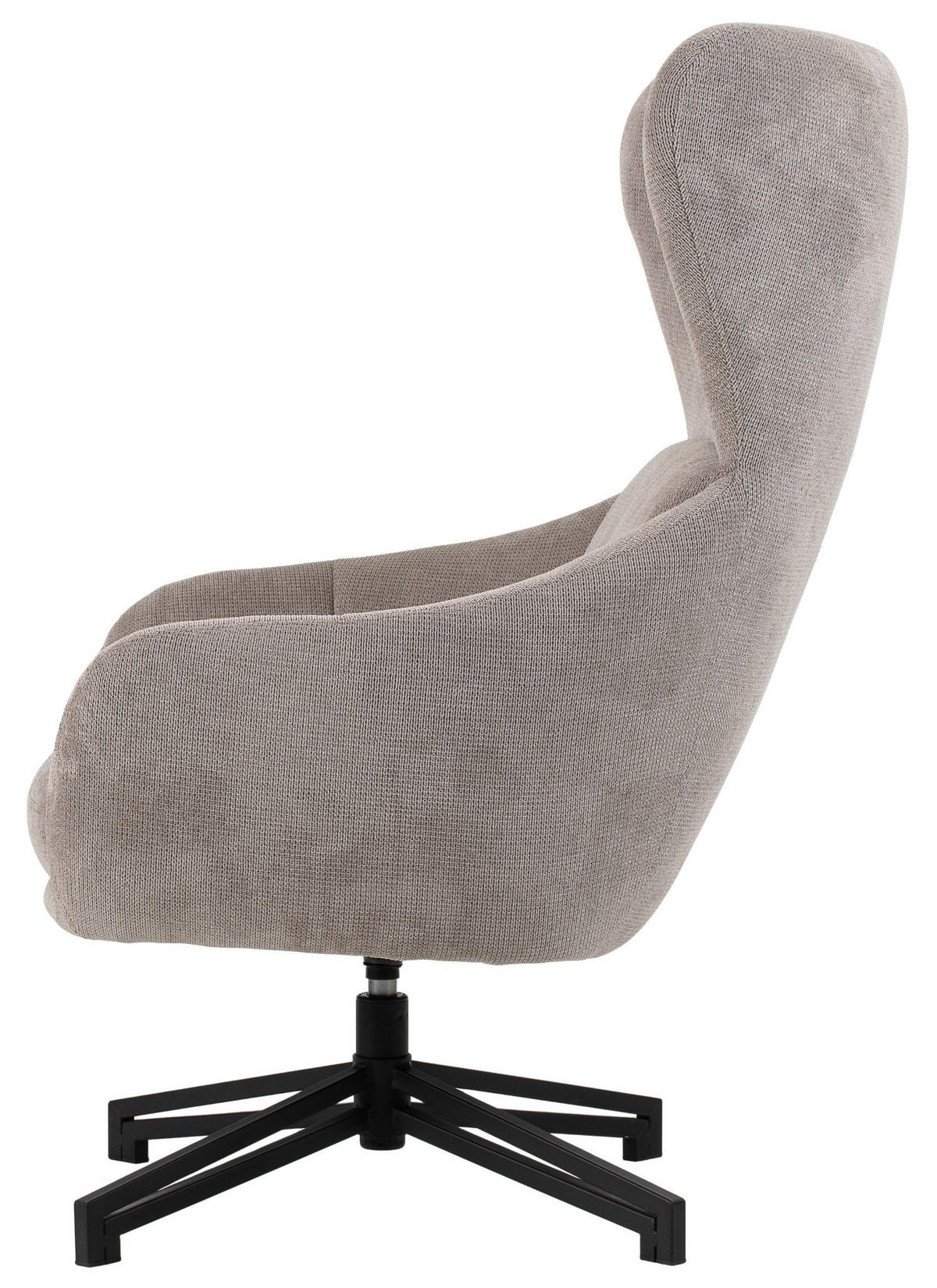 OHRENSESSEL Marconia - drehbar - hellgrau - Hellgrau/Schwarz, Textil/Metall (74/109/80cm) - bene living