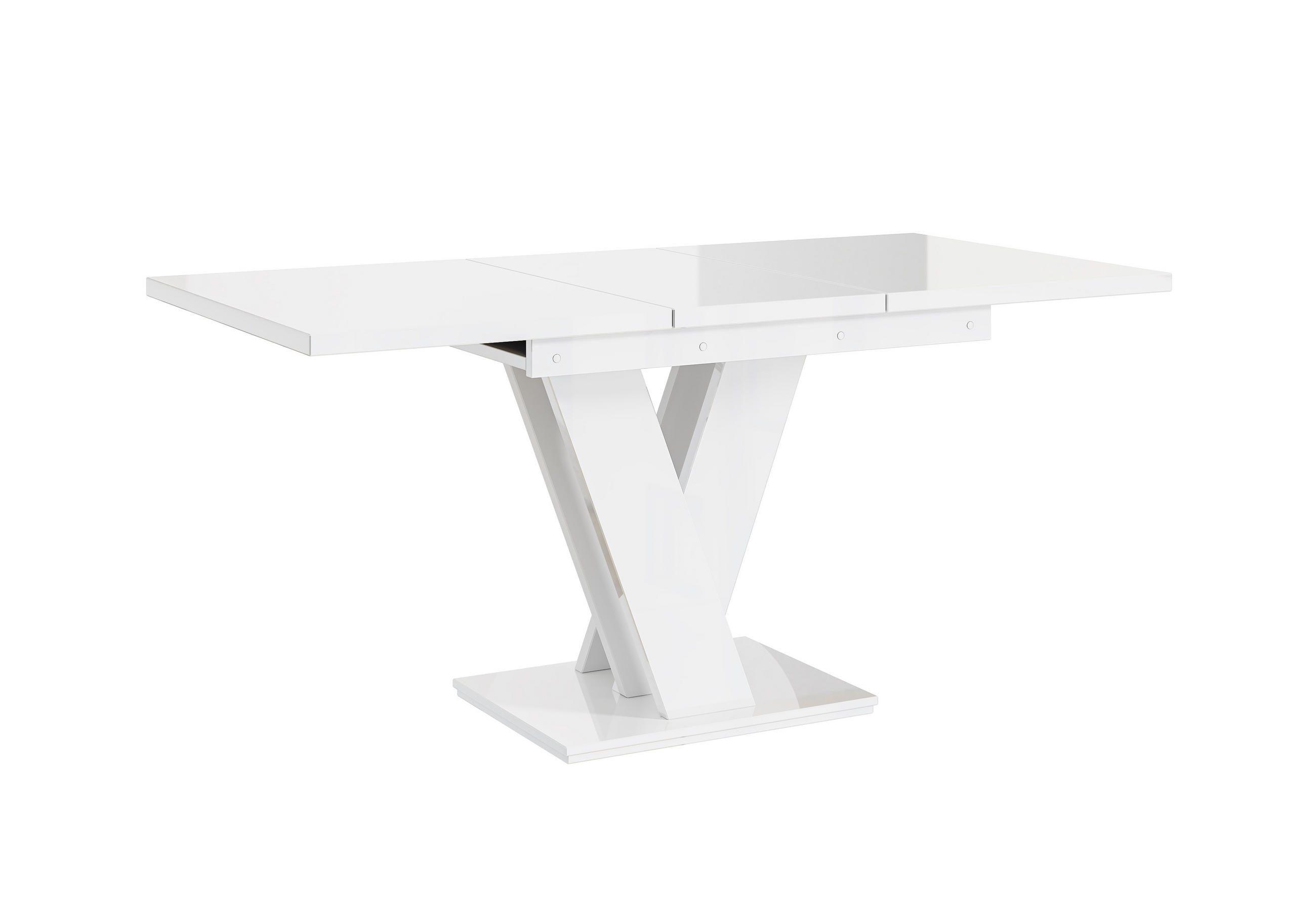 ESSTISCH Ausziehbar 120-160 cm Weiß glänzend - Weiß Hochglanz, Holzwerkstoff (160/80/75cm) - Home Collective