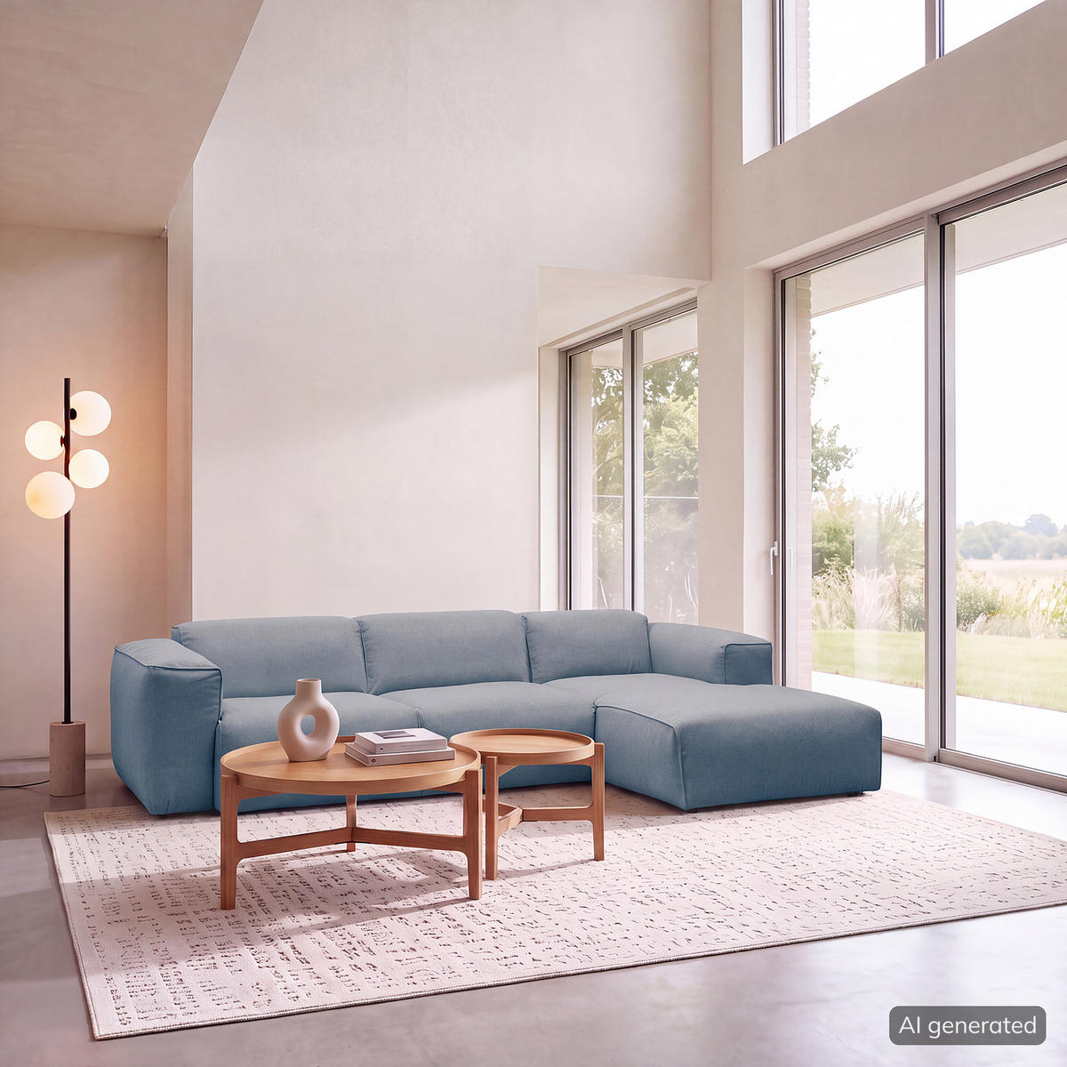 3-SITZER ECKSOFA mit Longchair - Blau/Schwarz, Kunststoff/Textil (284/173cm) - home24