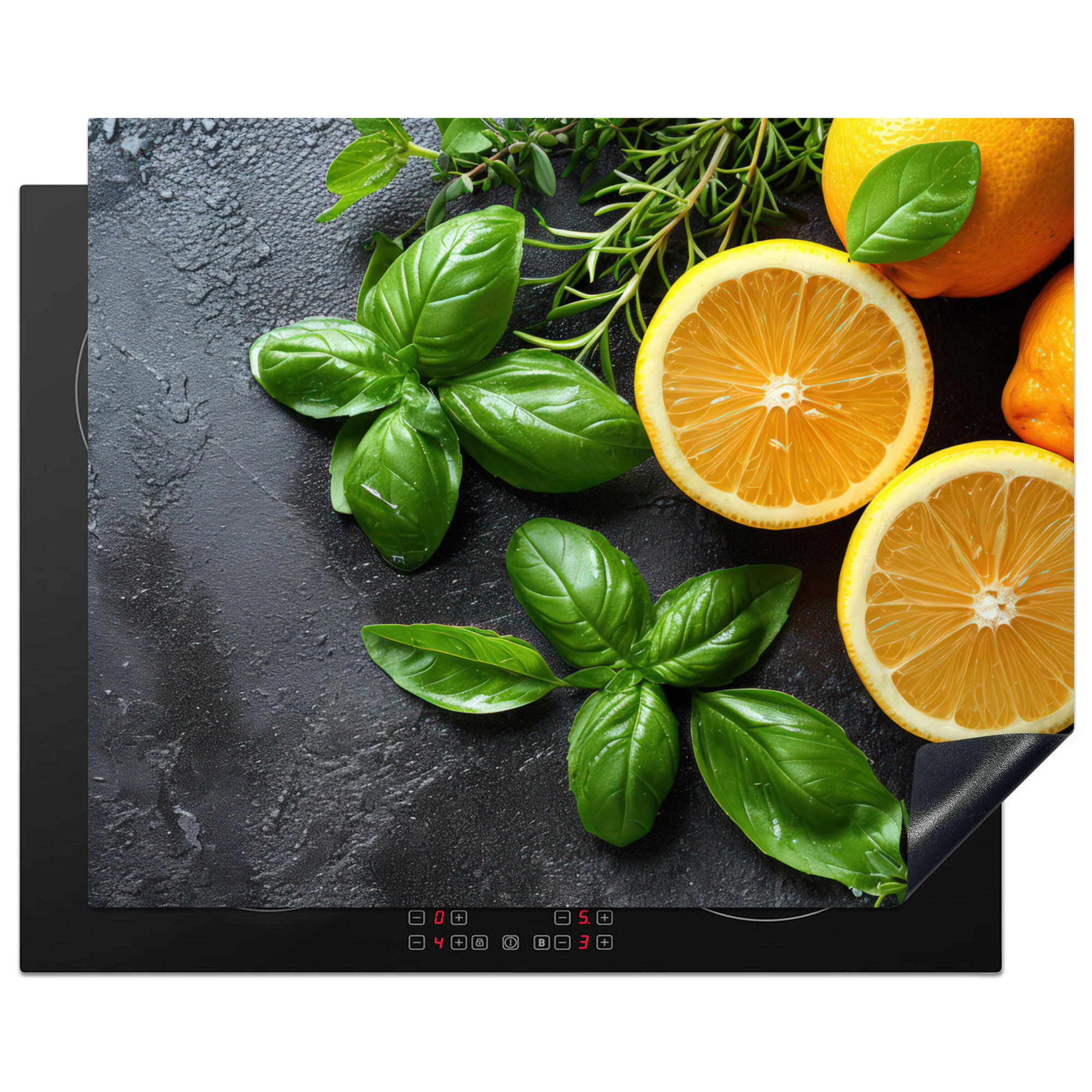 ZAŠČITA ZA INDUKCIJSKO PLOŠČO Limone 65x52 cm cm - antracit, umetna masa (65/52/0.2cm) - MuchoWow