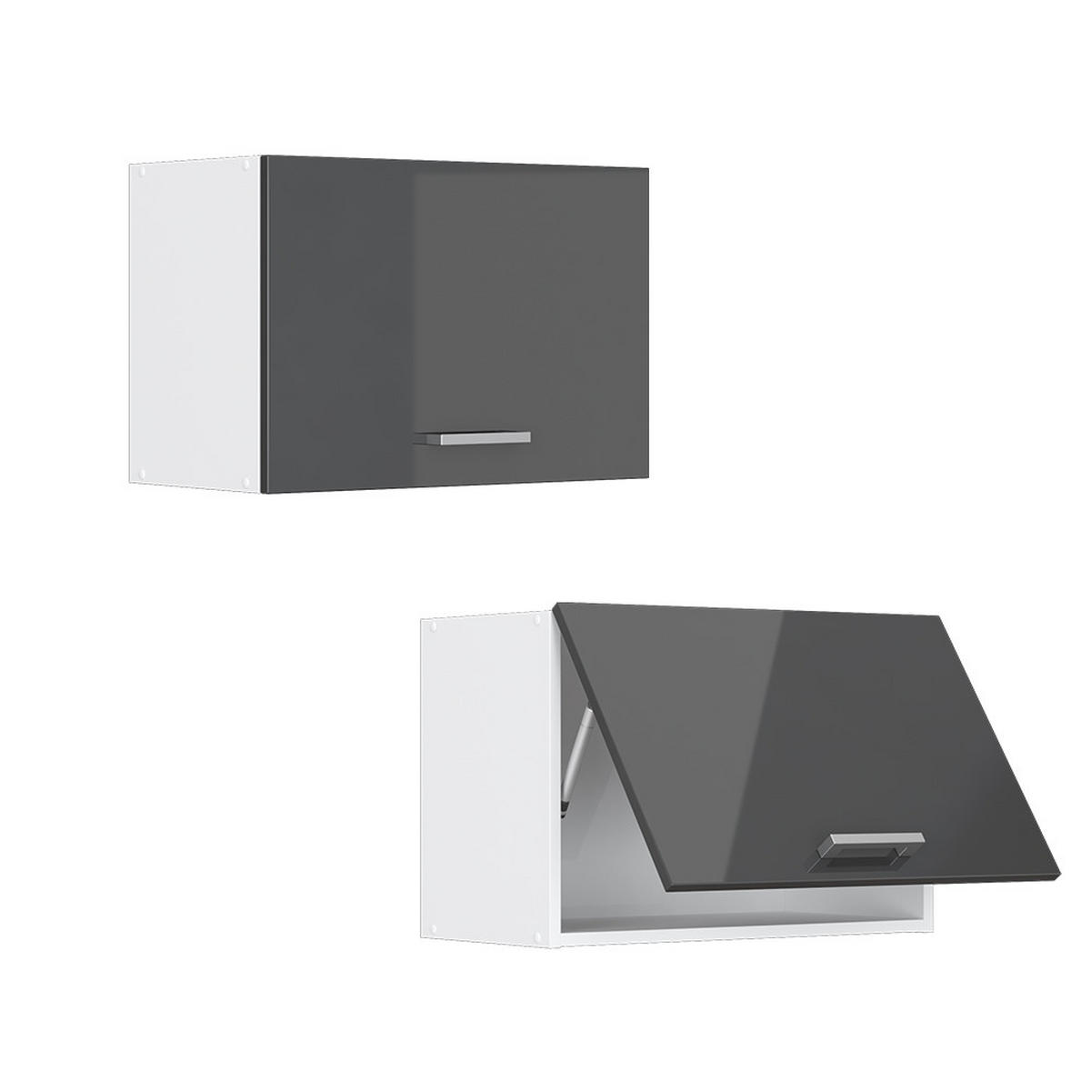 HÄNGESCHRANK R-Line Anthrazit Hochglanz 60 cm Flach - Schwarz Hochglanz/Anthrazit, Holzwerkstoff (60/40/31cm) - Vicco