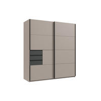 KLEIDERSCHRANK Osnabrück in Saharagrau mit Grafit 180x198x65 cm BxHxT – Schwebetürenschrank ohne Spiegel - Grau, Holzwerkstoff (180/65/198cm)