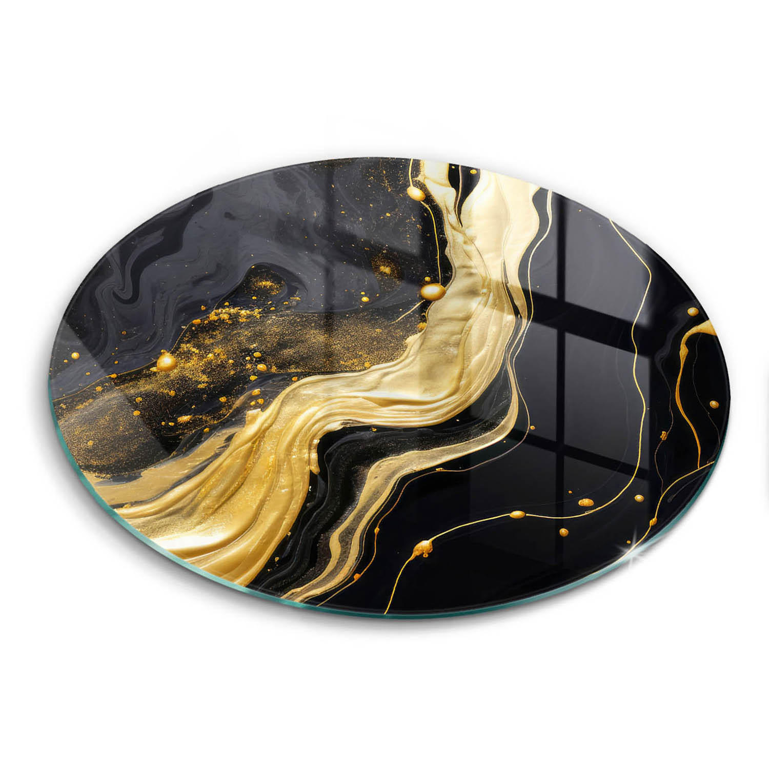 GLASPLATTE Ø 40 cm Elegante Abstraktion - Gelb, Glas (40/40cm) - Wallfluent