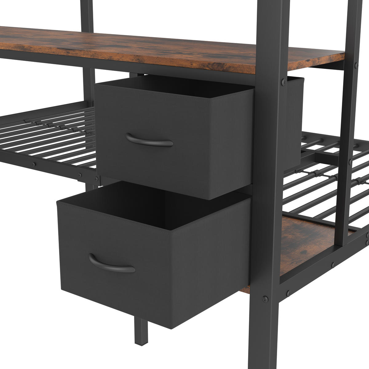 HOCHBETT 90x200 und 140x200cm Mit 7-farbiger LED-Leiste, USB-Anschluss, ohne Matratze, schwarz - Schwarz, Metall (140/200cm) - KOMHTOM