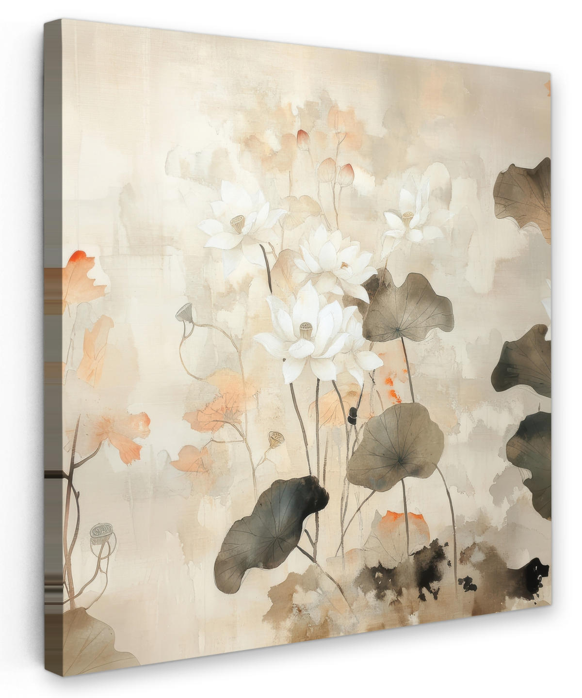 LEINWANDBILD Blumen - Japandi - Wabi sabi 50x50 cm - Sandfarben, Textil (50/50cm) - MuchoWow