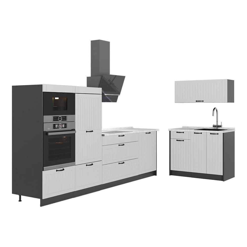 KUCHYŇA Fame-Line, Biely vidiecky dom/antracitová, 380 cm, AP Marble - biela/antracitová, kompozitné drevo (380/153.6/60cm) - Vicco