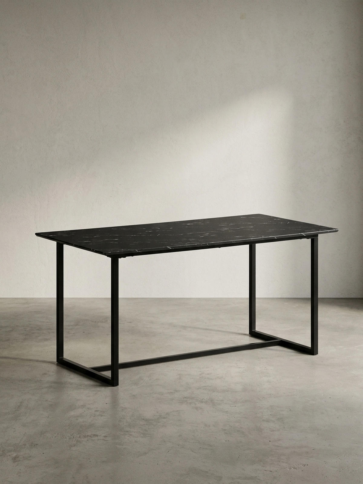 ESSTISCH Marmoroptik Metall Rechteckig Modern Klein, Schwarz 200x90x76 cm - Schwarz, Holzwerkstoff/Metall (90/200/76cm) - KADIMA DESIGN