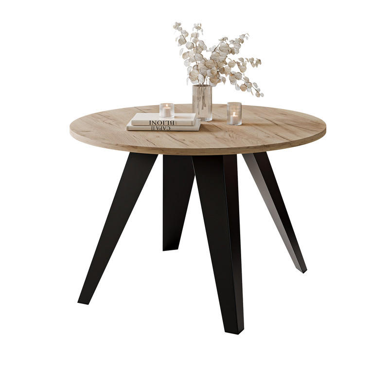 COUCHTISCH FRESCO 75/50 cm runden, Schwarz / Craft-Eiche - Eichefarben/Schwarz, Metall (75/75/50cm) - Idohome